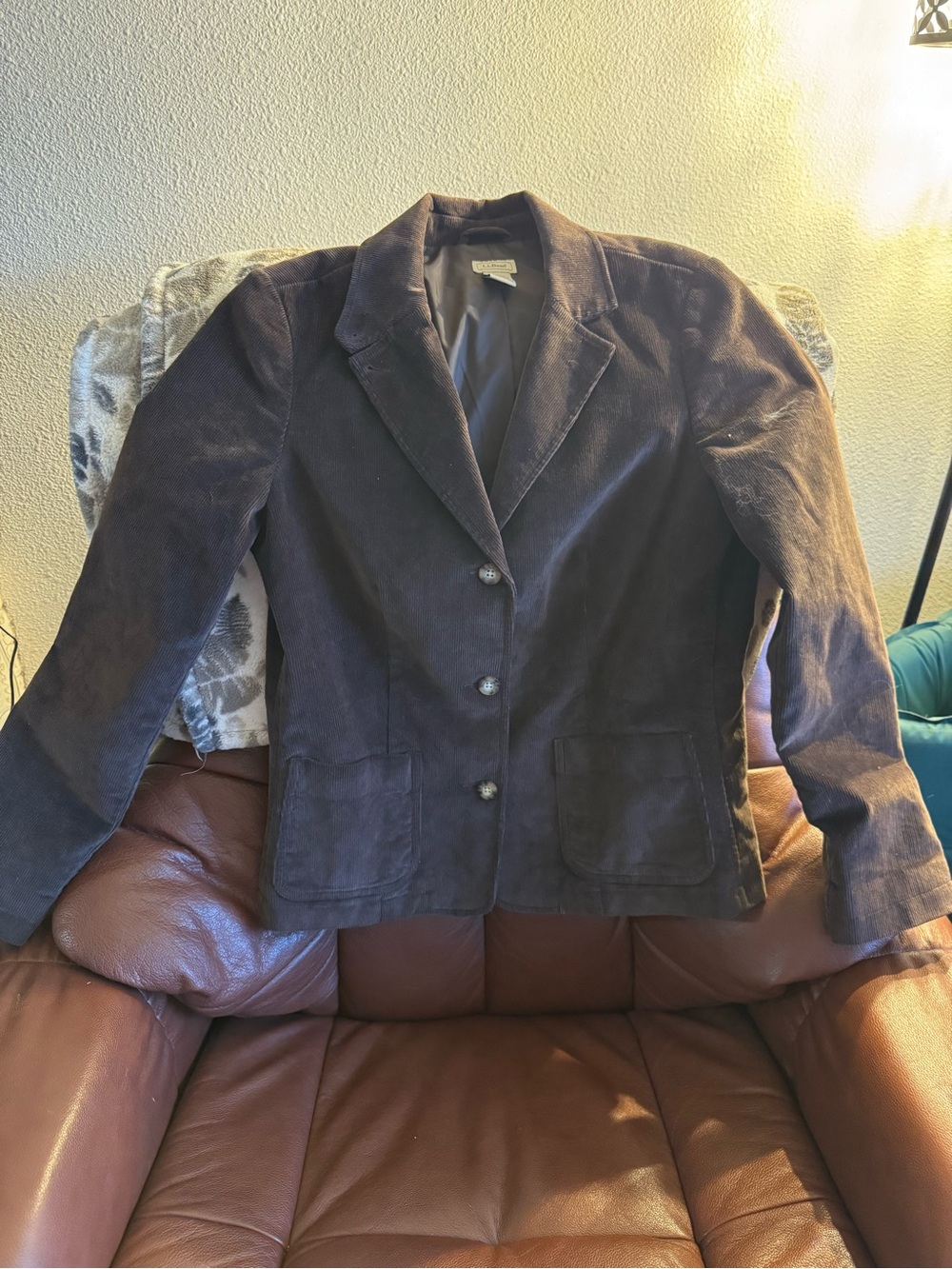 L.L. Bean Women’s  Brown Corduroy Blazer Jacket- equestrian style, size 14